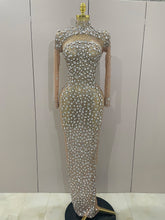 Sparkly Silver Big Rhinestone Sexy Transparent Long Dress 2025 Women Evening Birthday Party Celebrate Club Dancer Stage Costume